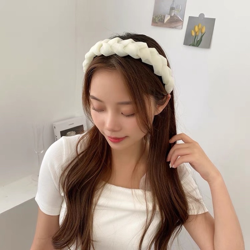 Băng đô cài tóc voan Hàn Quốc màu pastel