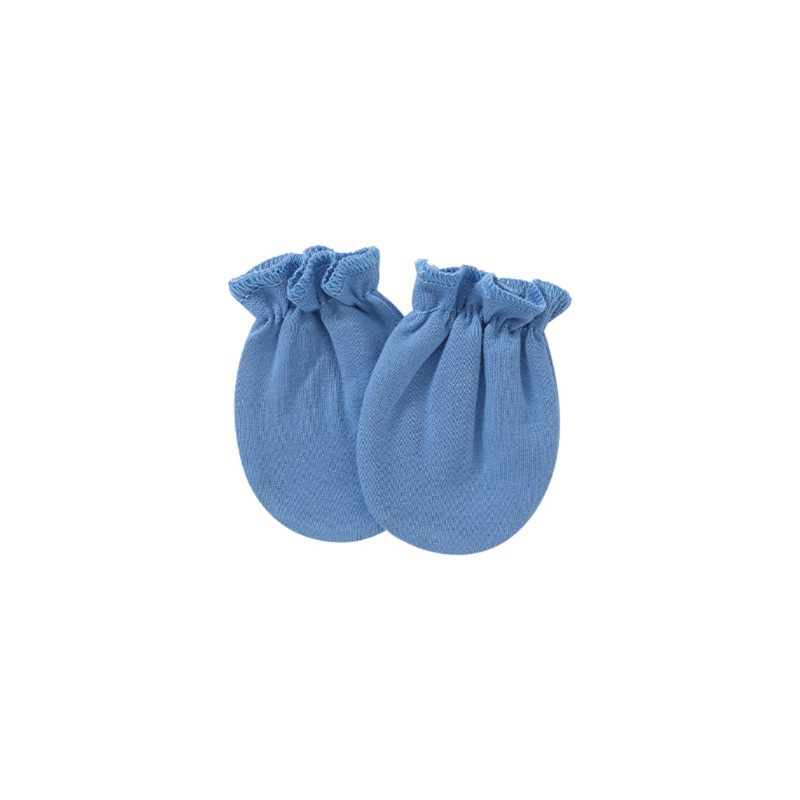 Cặp găng tay cotton mềm màu trơn chống trầy xước cho trẻ sơ sinh
