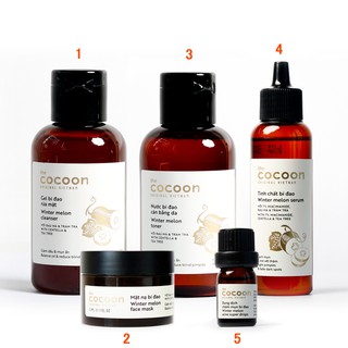 Bộ 5 bước chăm sóc da mụn Gel rửa mặt + Mặt nạ cocoon + Toner cân bằng da + Tinh chất bí đao + Chấm mụn bí đao cocoon