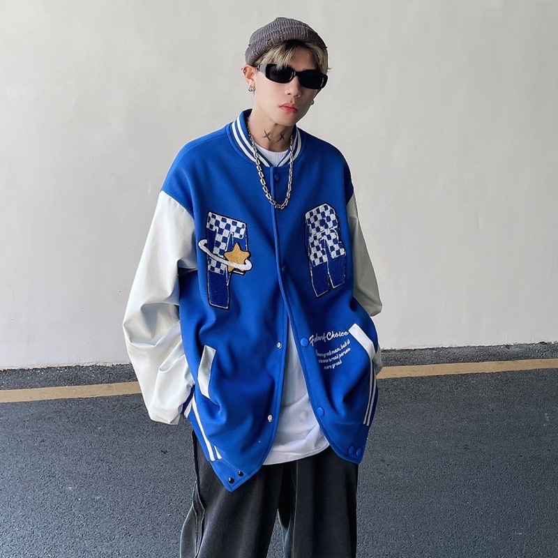 Áo khoác varsity nam nữ,in chữ T thiết kế dày dặn 2 màu