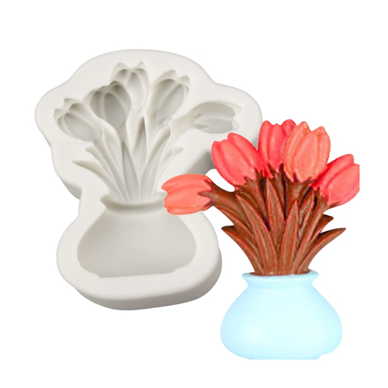 Khuôn Làm Sô Cô La Hình Bình Hoa Tulip Bằng Silicone DIY