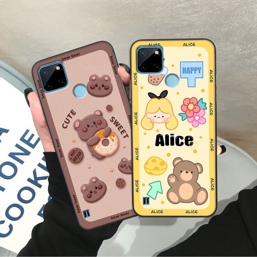 Ốp lưng Realme C21Y in hình Gấu nâu - hồng, Gấu Be@rick  cực CUTE, DỄ THƯƠNG