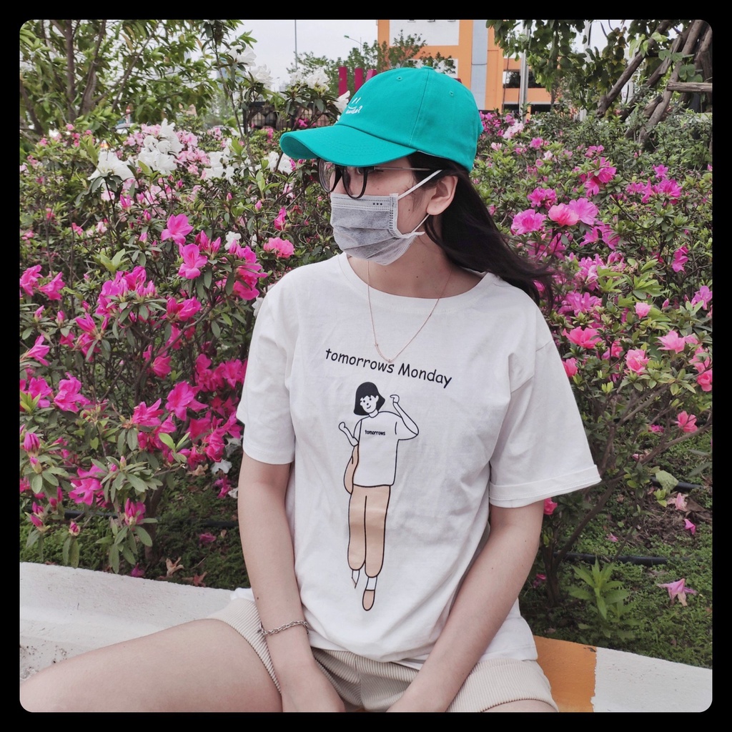 Áo thun cotton nữ tay lỡ dáng rộng hình Cô Gái basic vải loại 1 thời trang ulzzang Hàn Quốc cho teen sinh viên