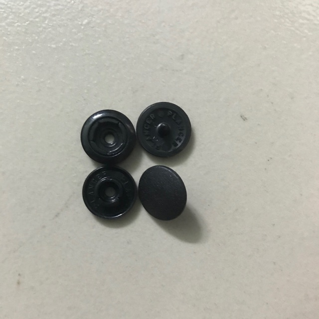 50 bộ nút bấm nhựa 4 chi tiết 12mm màu đen dùng cho áo mưa, đồ em bé.