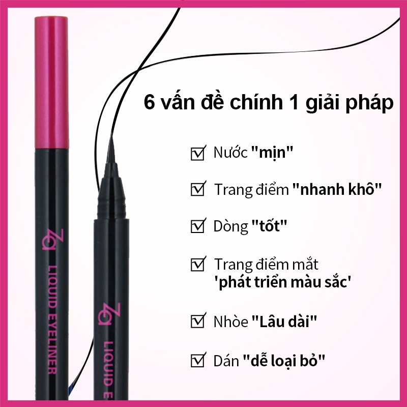 Bút kẻ mắt nước Za BK999 màu đen kháng nước lâu trôi không bị nhòe nhanh khô 0.5ml