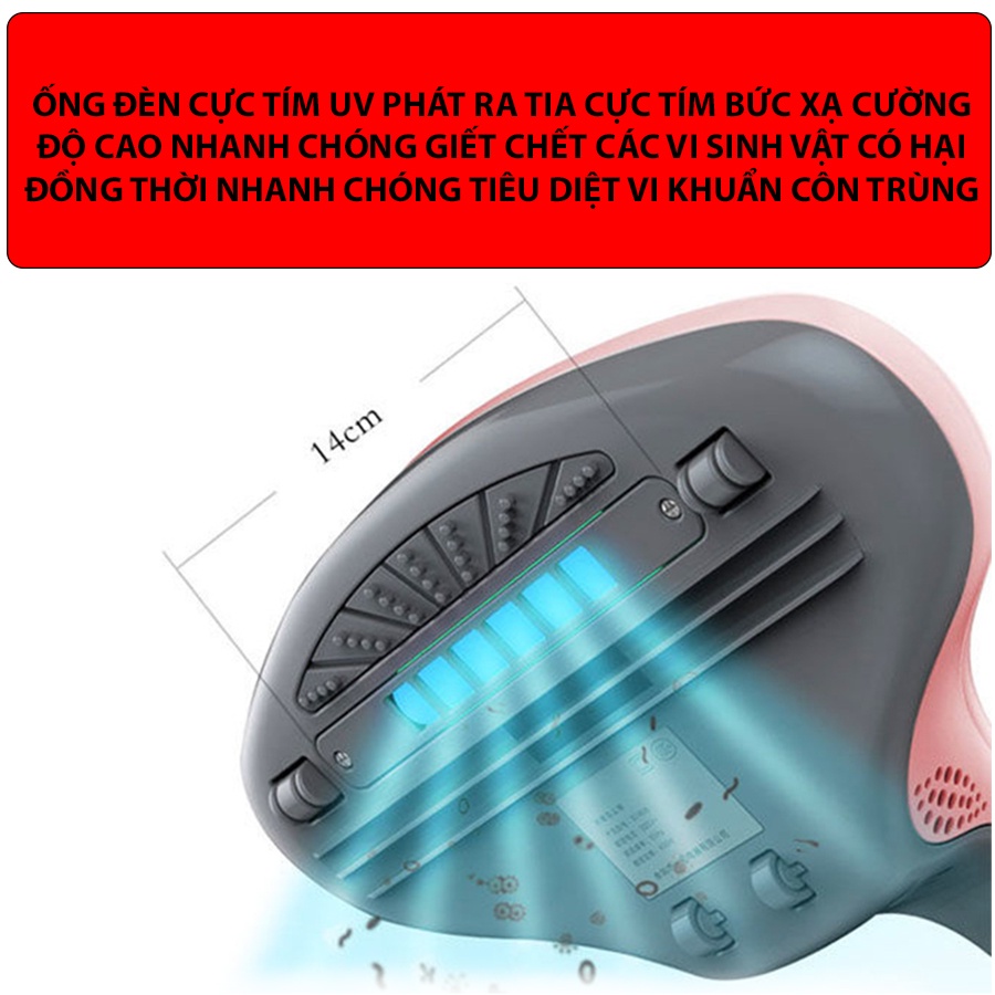 Máy hút bụi chăn ga gối đệm giường Cmbear  chế độ rung Cao cấp - Hàng Chính Hãng lực hút 12000PA diệt khuẩn bằng tia UV