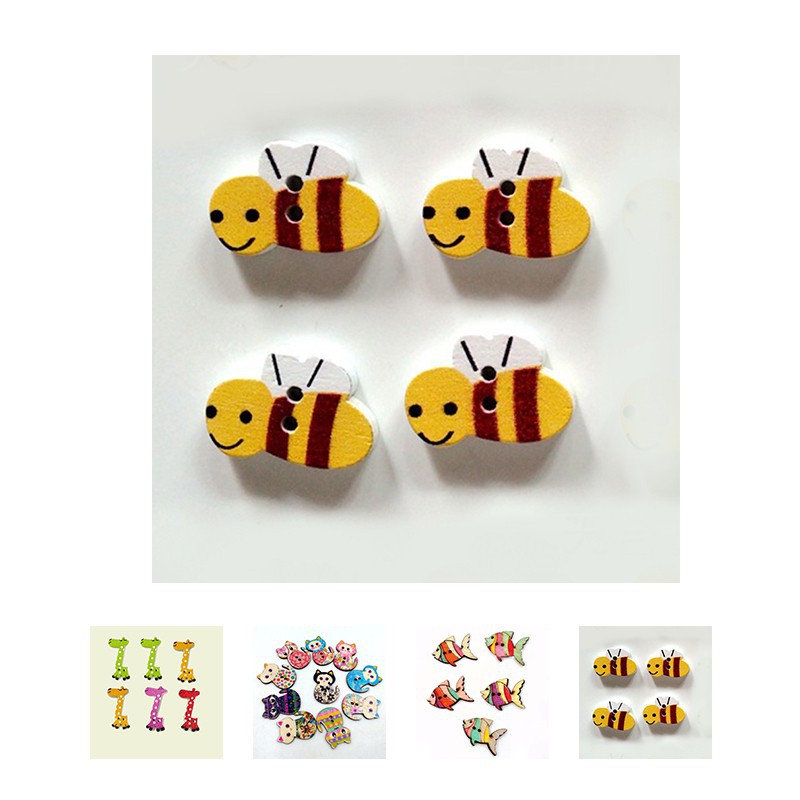 Bộ 50 nút gỗ hình hưu cao cổ cho trẻ em