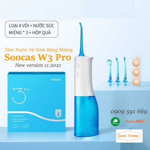 [CHÍNH HÃNG] TĂM NƯỚC Vệ sinh răng miệng Xiaomi Mijia/Soocas W3/ W3 Pro - BH 3 tháng