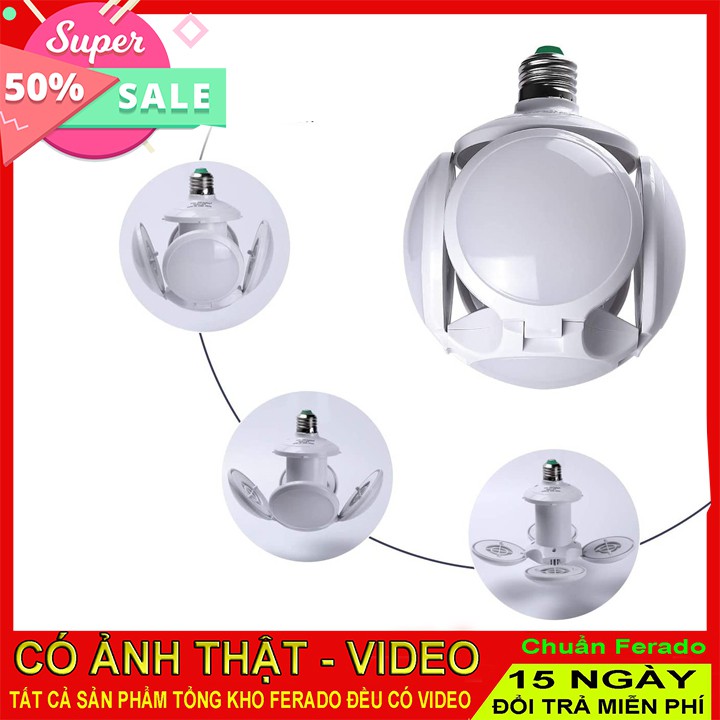 Đèn Led Năng Lượng Mặt Trời 4 Cánh FootBall UFO Lamp - 40W - Đuôi E27 Siêu Bền