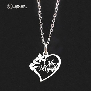 Dây chuyền Bạc BSJ mặt trái tim khắc tên theo yêu cầu