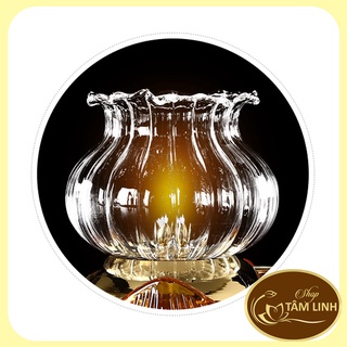 Đèn Dầu Hoa Sen Thủy Tinh 09
