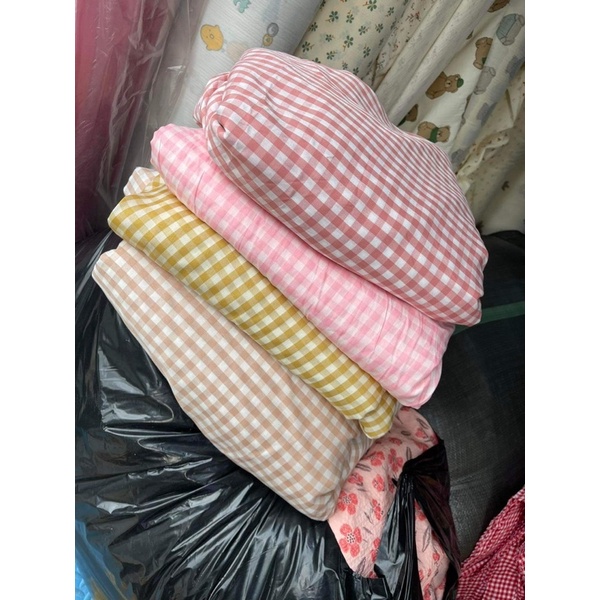 vải caro đũi ko nhăn ô 1cm may gối ôm,đồ bộ,váy ko nhăn