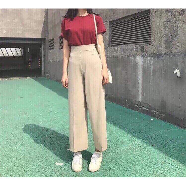 Quần Culottes Khóa Hông PEONYB Nữ [FREESHIP]  Quần suông ống rộng cạp cao, sớ zip màu ĐEN | TRẮNG | BE Ulzzang HOT