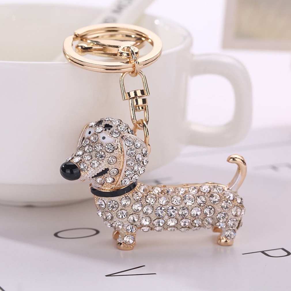 Móc Khóa Hình Chó Dachshund Đính Pha Lê