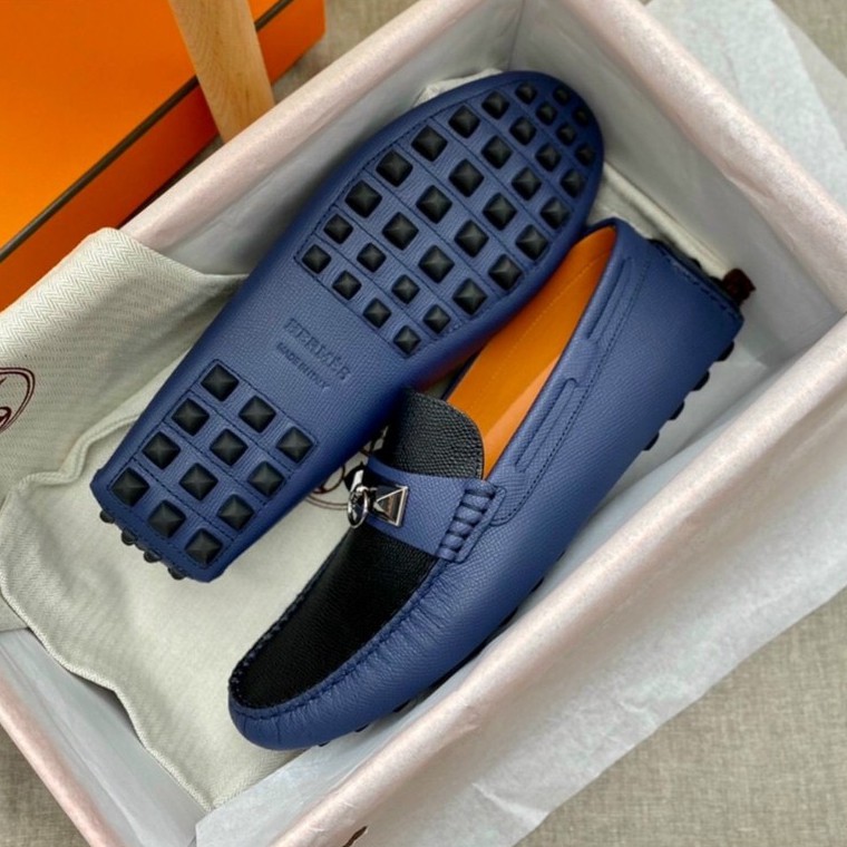 👞HIGH FASHION👞 Giày Moca da bê Like Auth xanh lưỡi đen móc khóa bạc NV MLN HV size 4-5-6-7-8