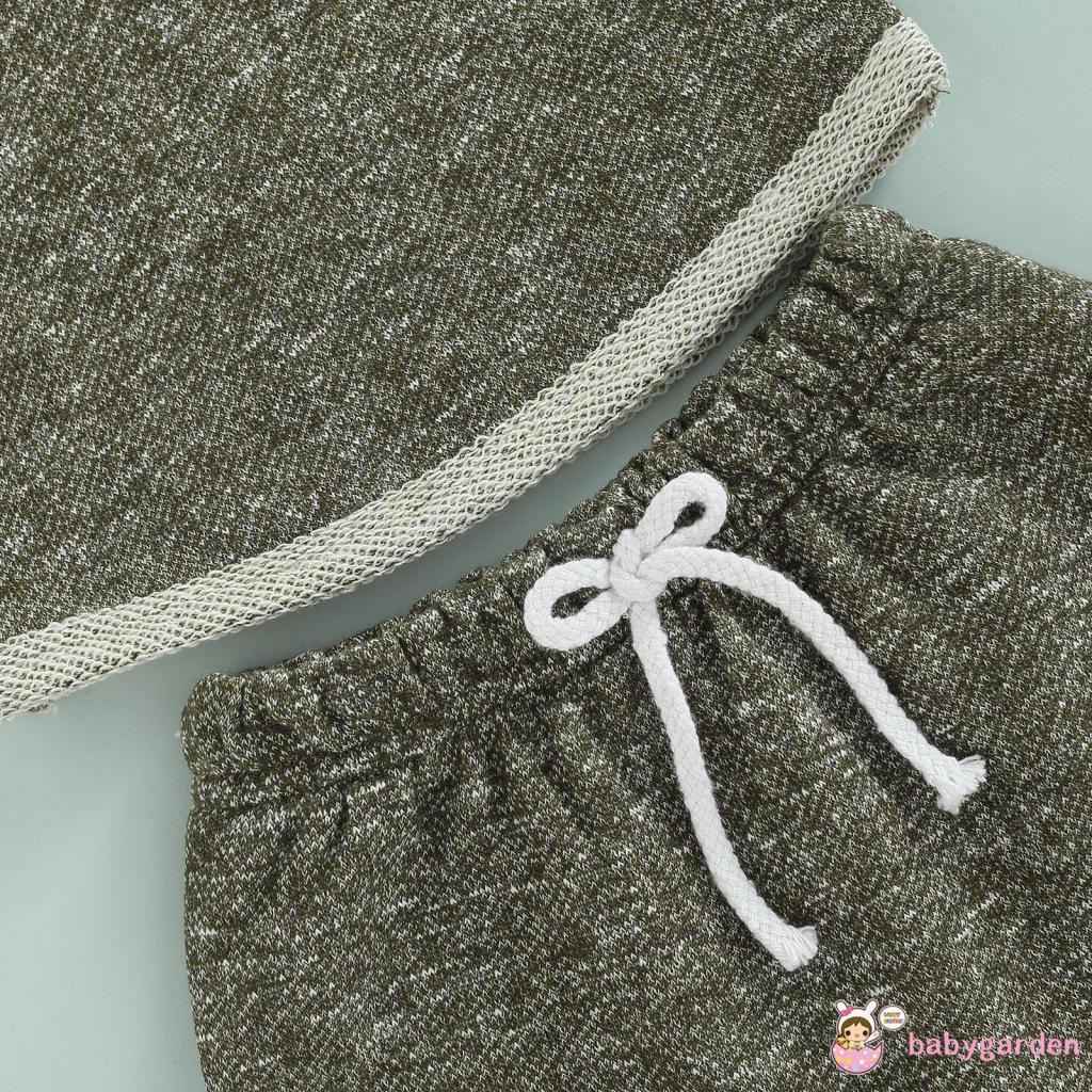 Bộ Áo Hoodie Sát Nách + Quần Short Lưng Cao Thời Trang Mùa Hè Cho Bé Trai 0-3 Tuổi
