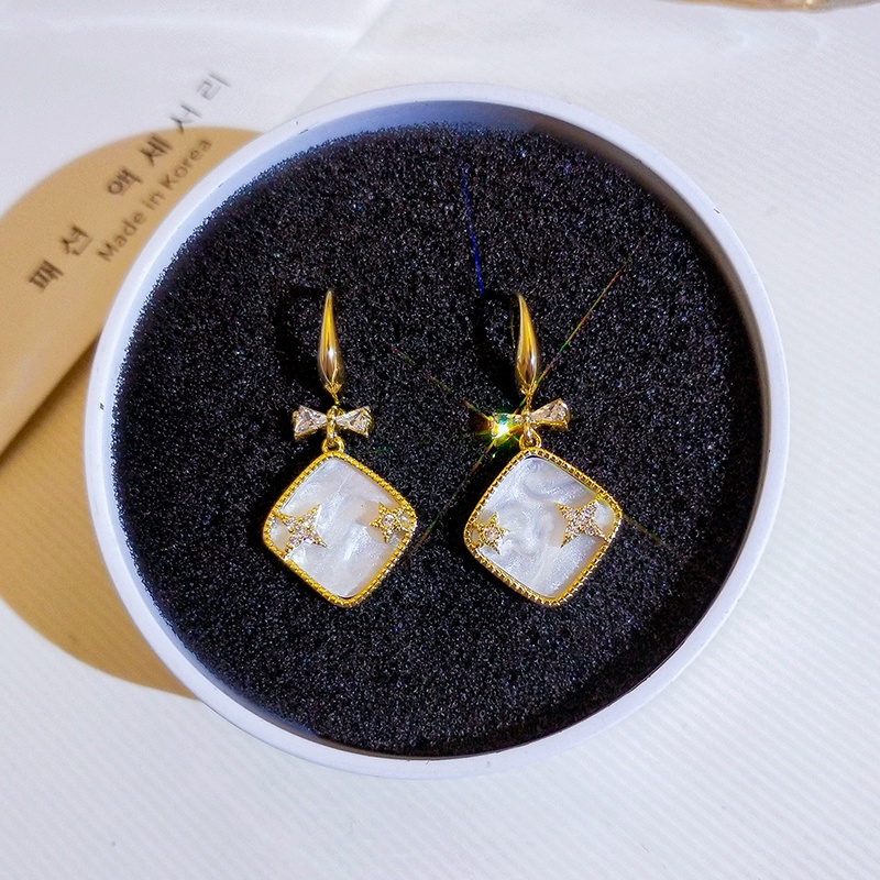 Bông Tai Hình Học Dáng Dài Đính Đá Zircon Thời Trang Phong Cách Hàn Quốc