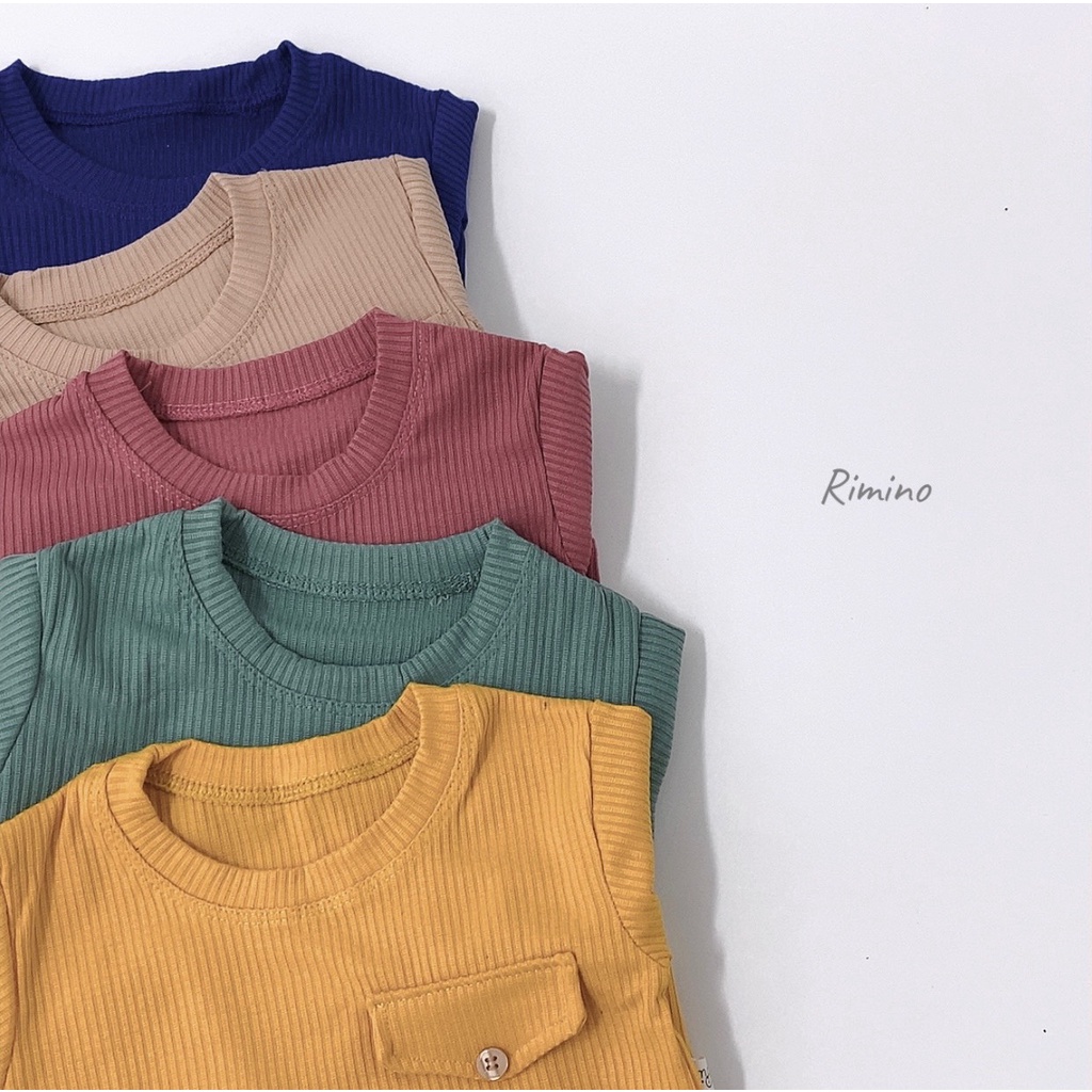 Bộ thun len tăm dài tay túi ngực Rimino cho bé trai/bé gái