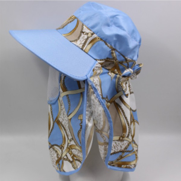 Nón chống nắng mũ che nắng màu xanh dương vải cotton cực đẹp và mát vành nón rộng mát có khẩu trang 2 lớp bảo vệ
