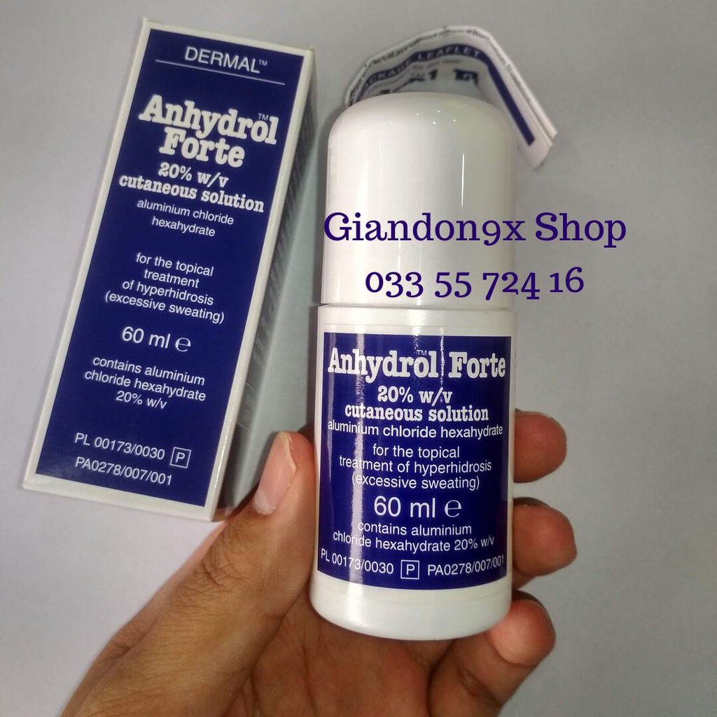 FREE SHIP - Anhydrol Forte - Ngăn chặn triệt để mồ hôi tay, chân, nách - Made in UK.