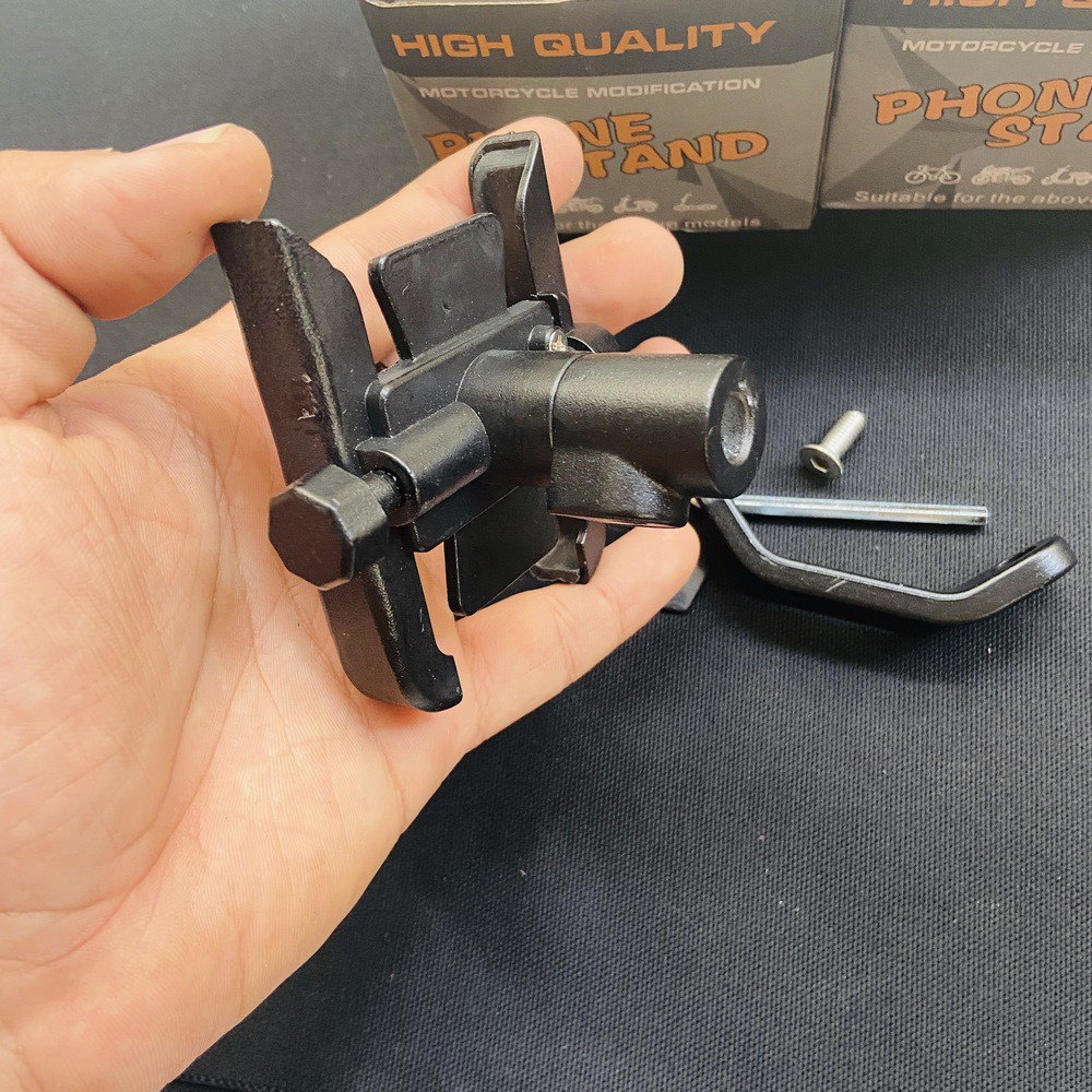 ( XẢ HÀNG ) GIÁ ĐỞ GẮN ĐIỆN THOẠI XOAY 360 ĐỘ CHO XE MÁY FULL NHÔM SƠN ĐEN CÁ TÍNH