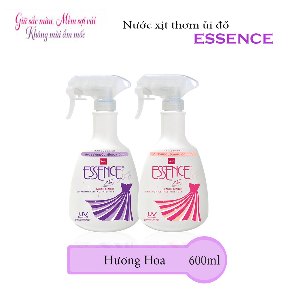 Nước xịt thơm ủi đồ ESSENCE bảo vệ quần áo chai 600ml