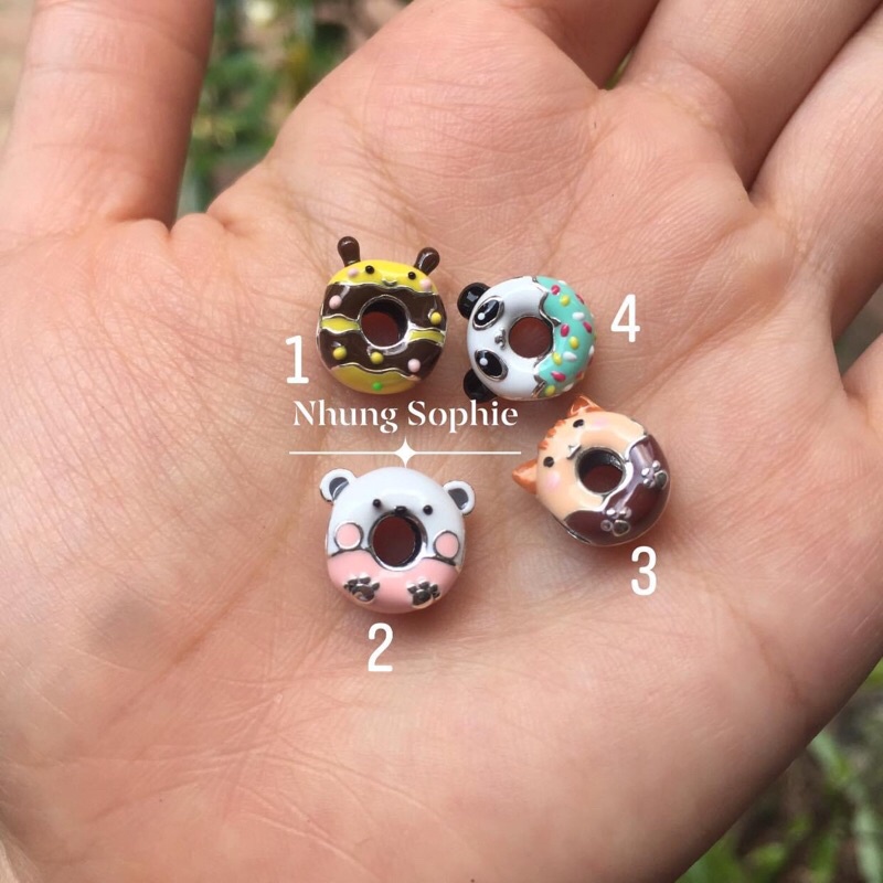Charm bánh Donut xinh xắn cho bé yêu băng bạc 925 nhungsophie