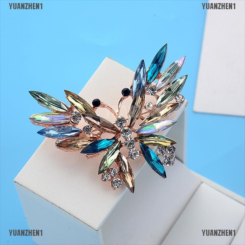 [YUANZHEN1] Trâm Cài Áo Họa Tiết Bướm Pha Lê Nhiều Màu Sắc Tráng Men Cho Nữ