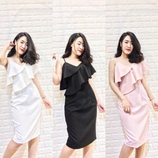 Ảnh thật Đầm lệch vai bèo