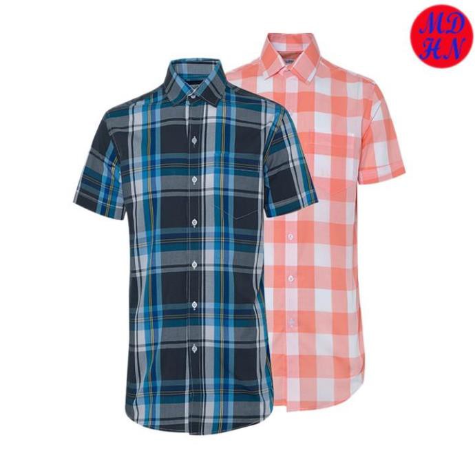 Áo Sơ Mi Nam Sọc Caro MDHNfashion Cao Cấp SMI207 (xanh va cam )
