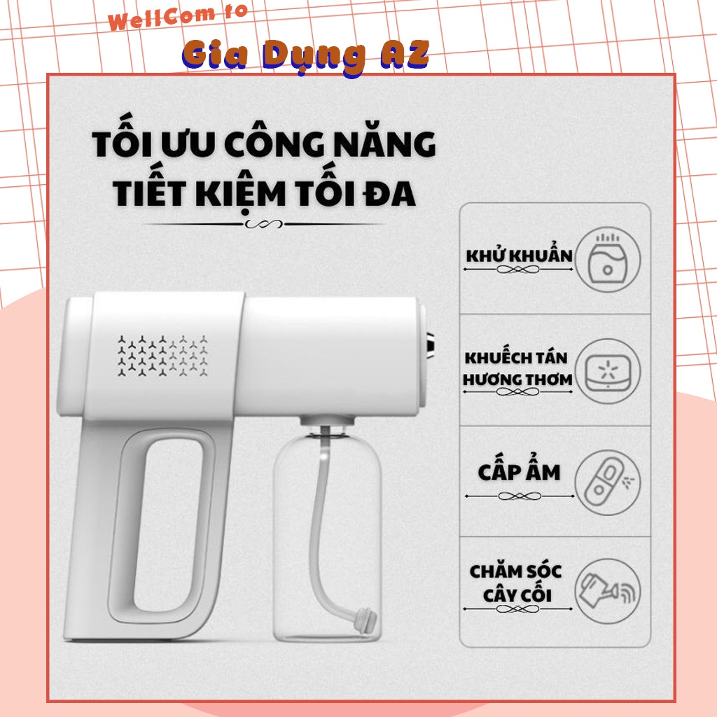 Máy xịt khử khuẩn súng phun diệt khuẩn cầm tay K5 Pro cao cấp bằng tia UV AZ D3.001