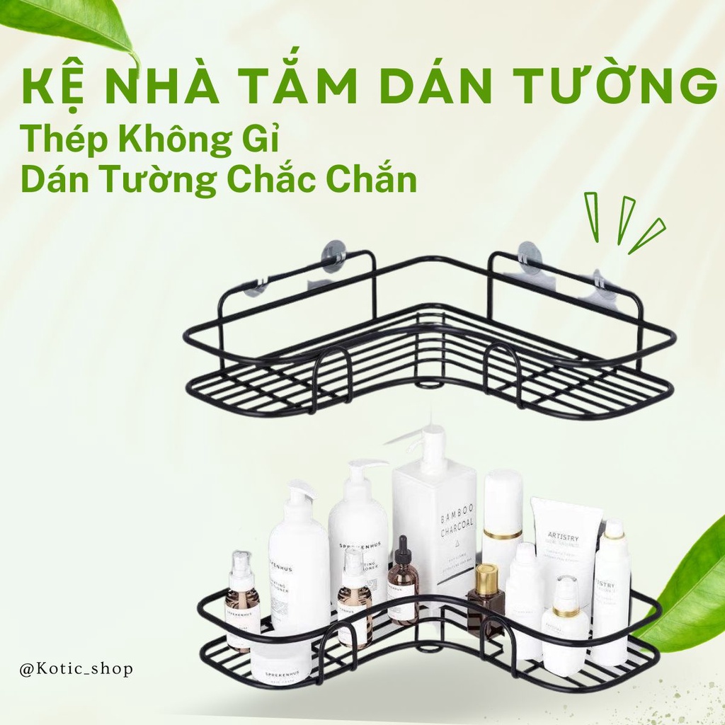 Kệ Để Đồ Dán Tường Inox Siêu Chắc Chắn Cao Cấp Phun Sơn Tĩnh Điện Cho Nhà Tắm Nhà Bếp Siêu Tiện Dụng Kotic_Shop