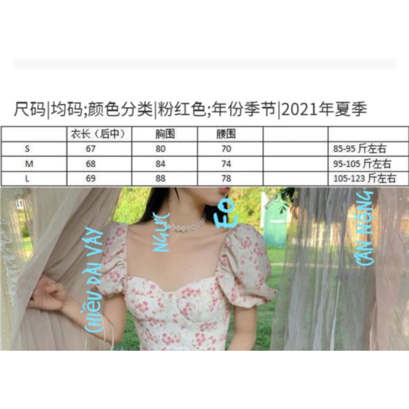 Đầm công chúa tay phồng hoạ tiết hoa