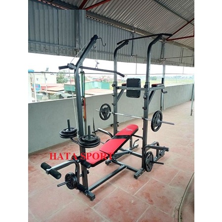 Khung giàn tập tạ đa năng kết hợp xà đơn xà kép HT8211 thiết kế đẹp chắc chắn