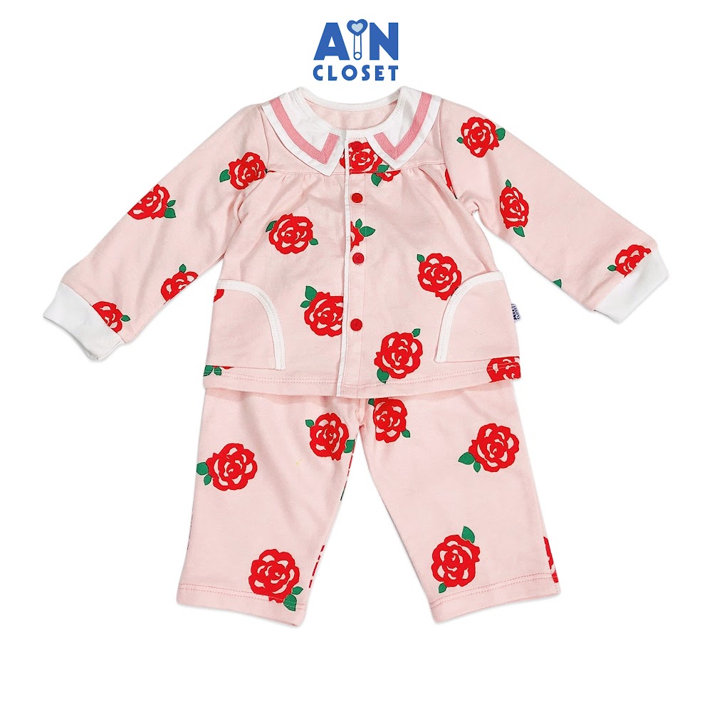 [Mã BMBAU50 giảm 7% đơn 99K] Bộ quần áo dài bé gái họa tiết Hoa hồng đỏ thun cotton - AICDBGTSECNG - AIN Closet