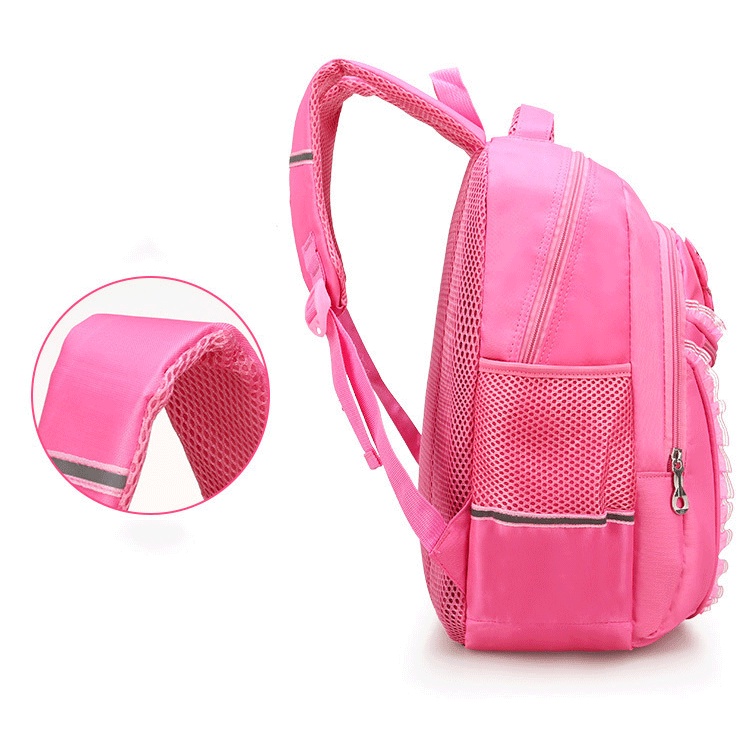 Balo đi học cho bé gái hình mèo dễ thương màu hồng siêu dễ thương chất liệu vải Polyester, cặp sách tiểu học