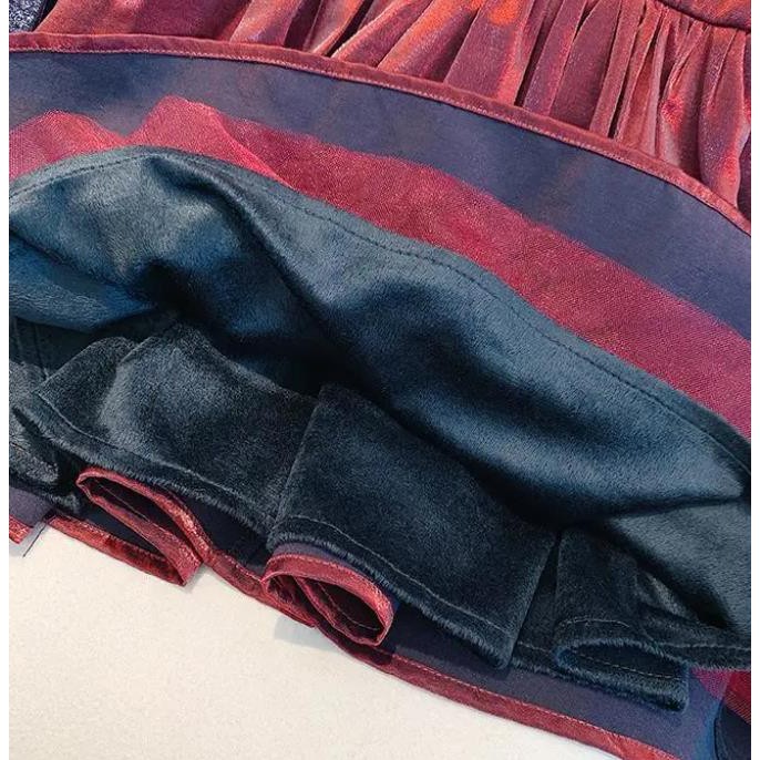 ❤Đầm Công Chúa Tay Dài Lót Lông Cừu Dày Dặn Cổ Búp Bê Màu Đỏ Thời Trang Thu Đông Năm Mới 2021 Cho Bé Gái