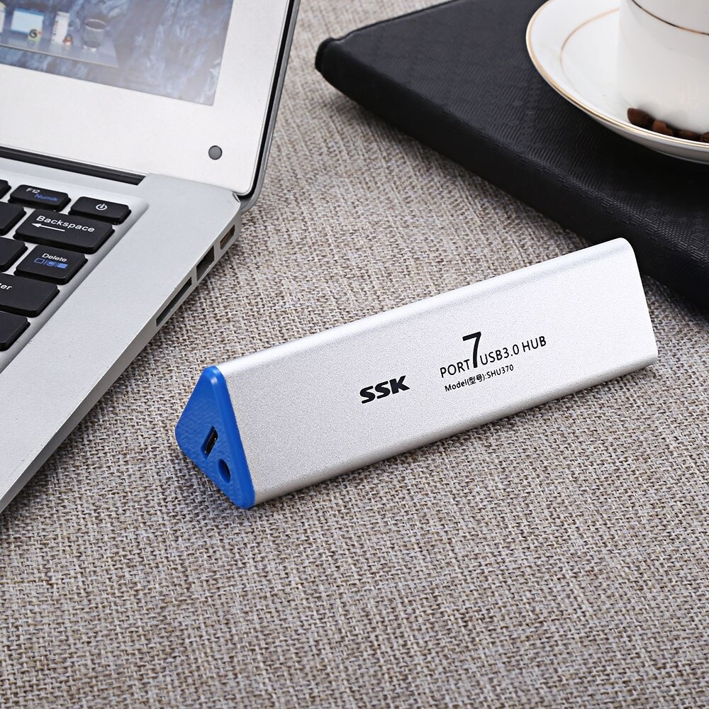 Bộ Chia HUB USB 7 Port 3.0 Vỏ Nhôm, Có Cấp Nguồn SSK SHU370 - Bộ Chia HUB USB