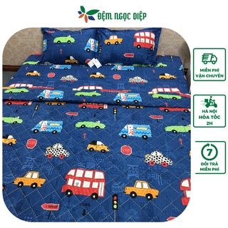Bộ 4 Món Chăn Hè Ga Gối Poly Cotton Mẫu Ô Tô
