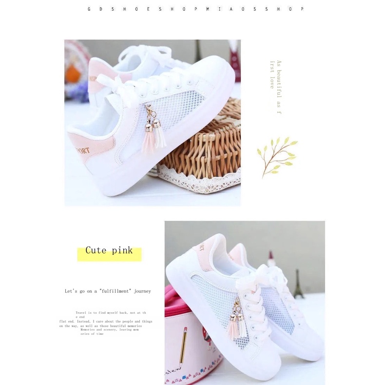 Giày Thể Thao Trắng Đế Dày Phối Lưới Phong Cách Hàn Quốc Thời Trang Mùa Hè Hàng Mới Dành Cho Nữ 2022