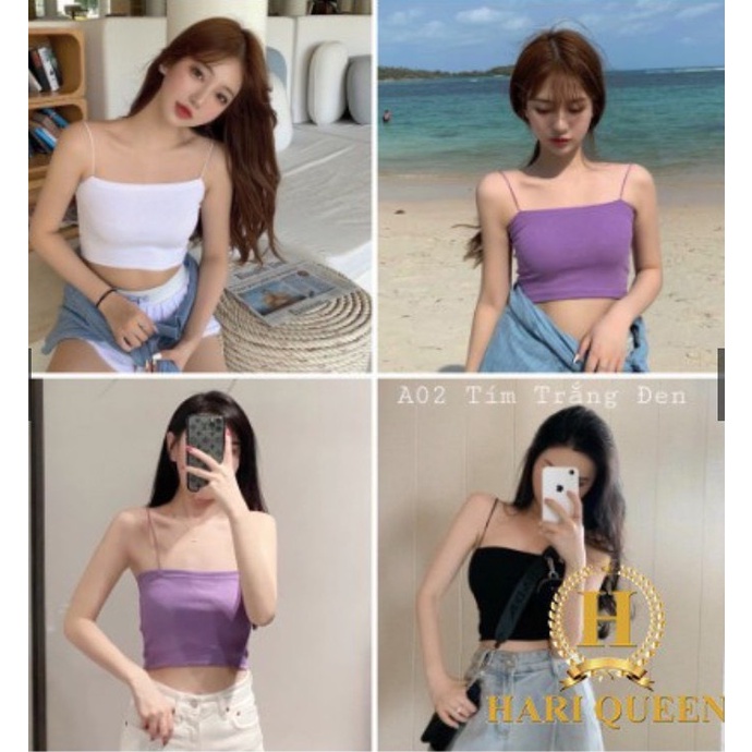 Áo thun nữ 2 dây  sợi bún thun gân đẹp 100% cotton ,áo croptop ôm mặc trong siêu mát