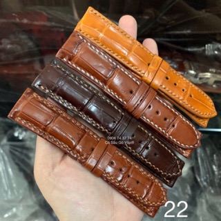 Dây đồng hồ da cá sấu may thủ công size 18-20-22