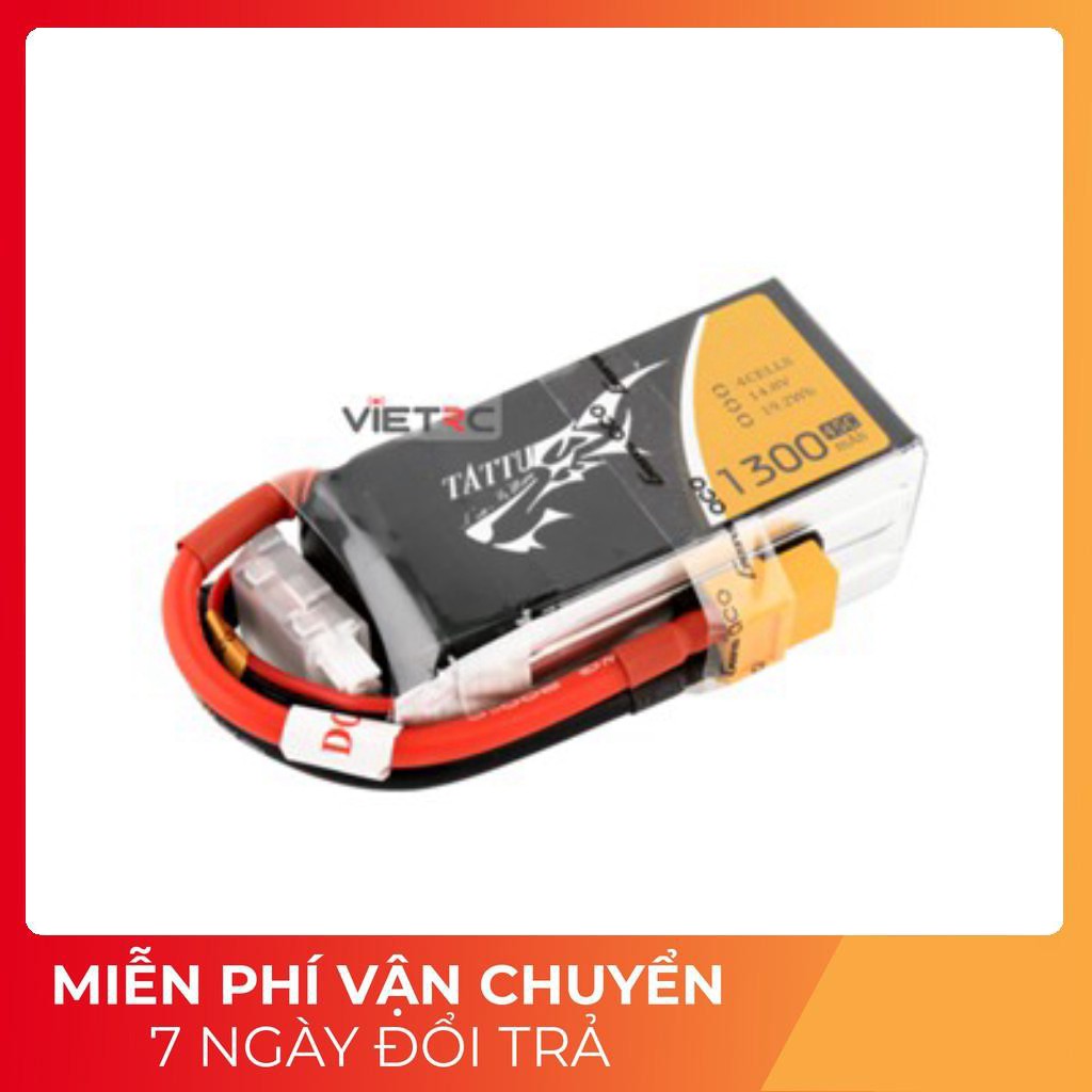 Pin Tattu 3S(11.1V)/4S(14.8V) 1300mAh 45C XT60 Plug
