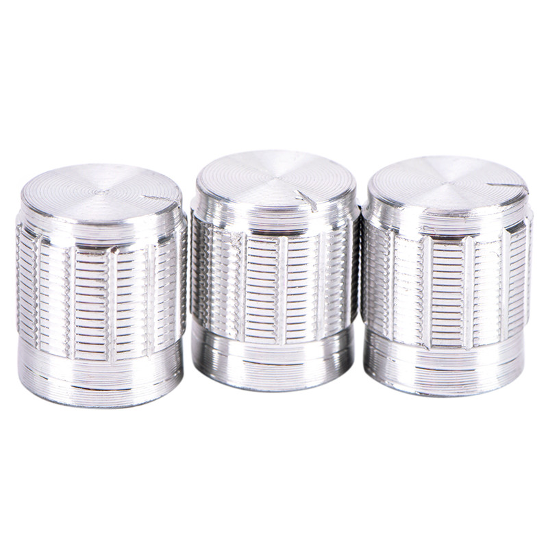 Colorfulswallowfly 10Pcs 15x17mm Silver Knob Cap Aluminum Alloy Potentiometer Volume Regulator Knob CSF