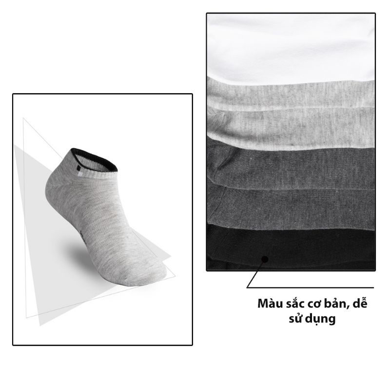 Tất Nam PERATO Cổ Ngắn ( Màu xám), Chất Liệu Cao Cấp Không Bai Xù, Khử Mùi, Kháng Khuẩn Tốt.