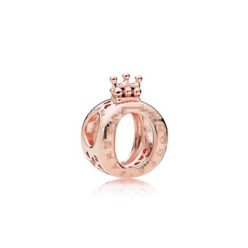 Charm Pan chữ O vương miện gắn đá bạc 925 nhungsophie