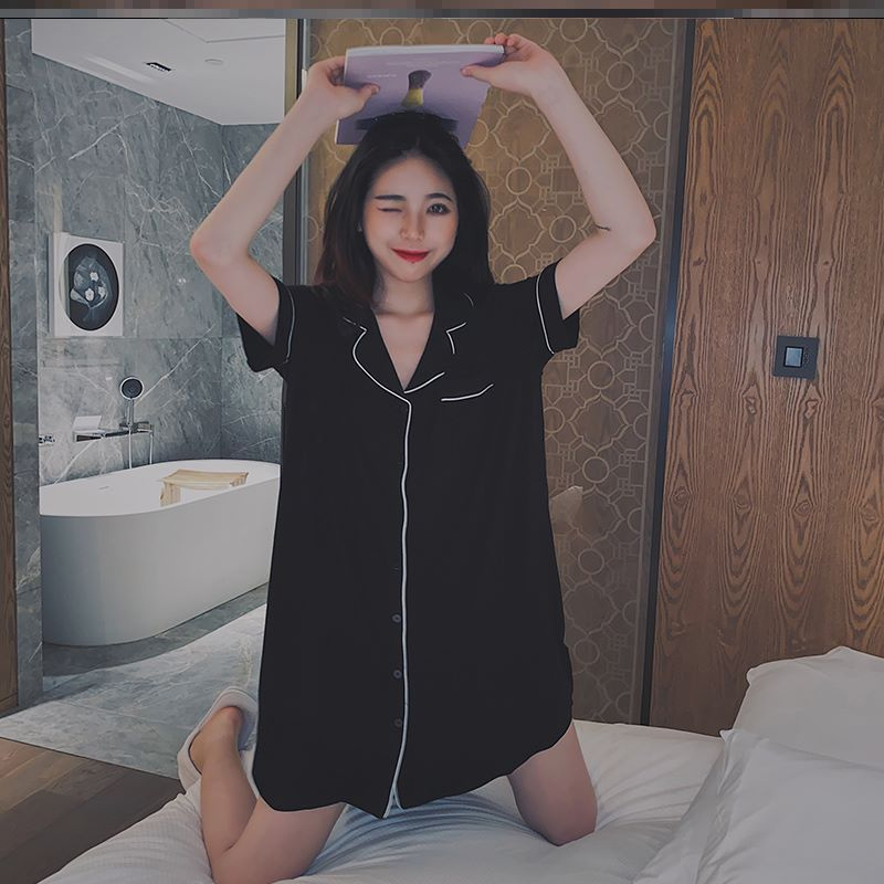 Áo ngủ ngắn tay dáng rộng dáng yêu cho nữ