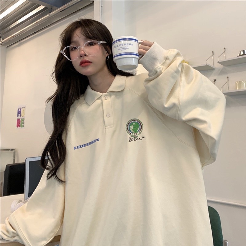 Áo Polo Sweater Form Rộng Nam Nữ Unisex In Chữ BLACKAIR - Homies Saigon