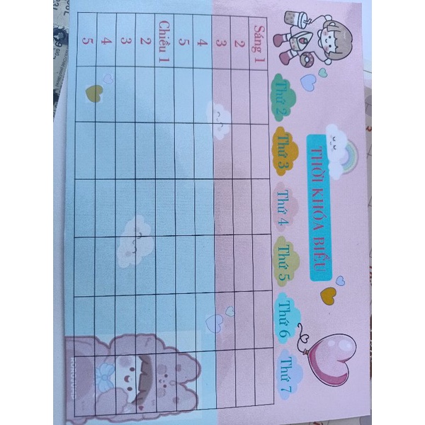 Thời khoá biểu dễ thương + tặng kèm sticker môn học