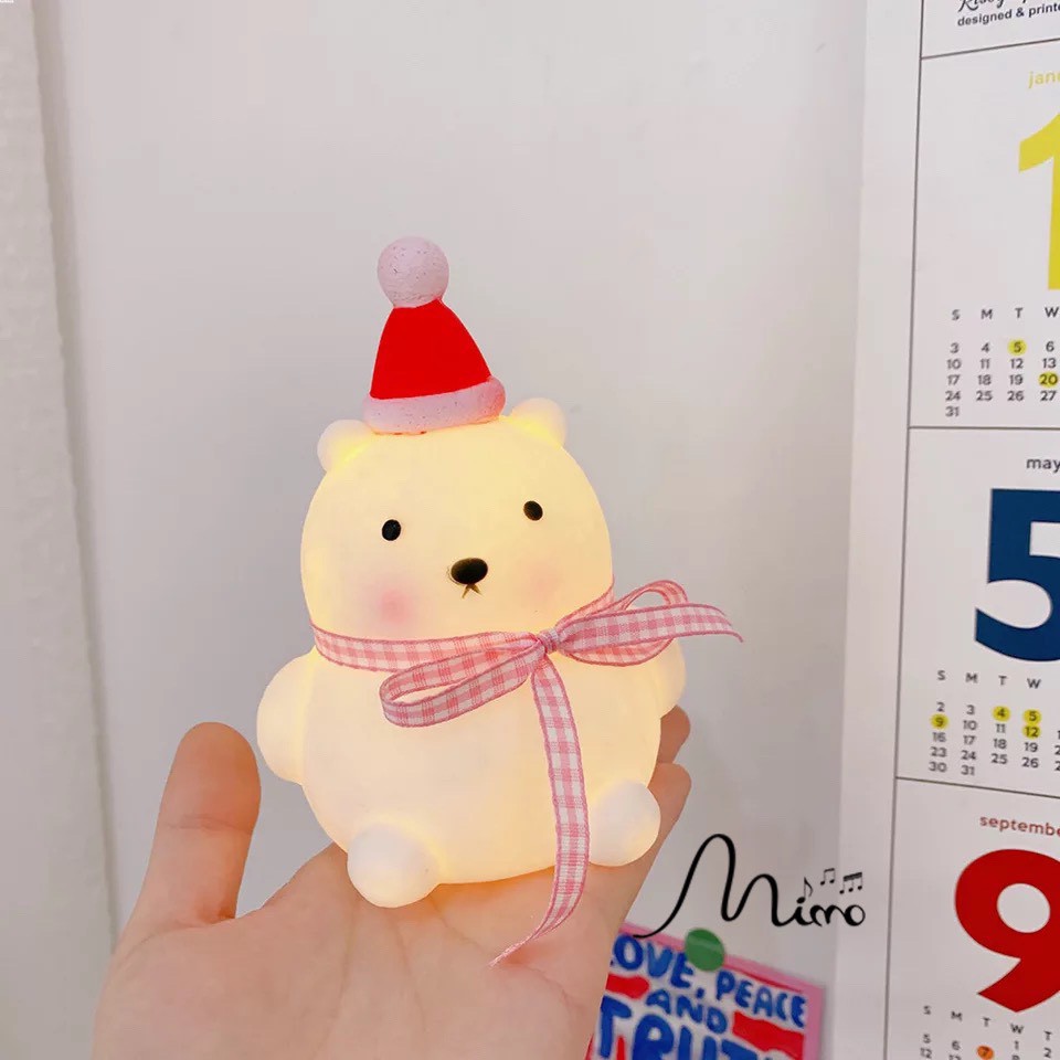 Đèn phòng ngủ hình gấu đặt bàn thắt dây nơ dễ thương